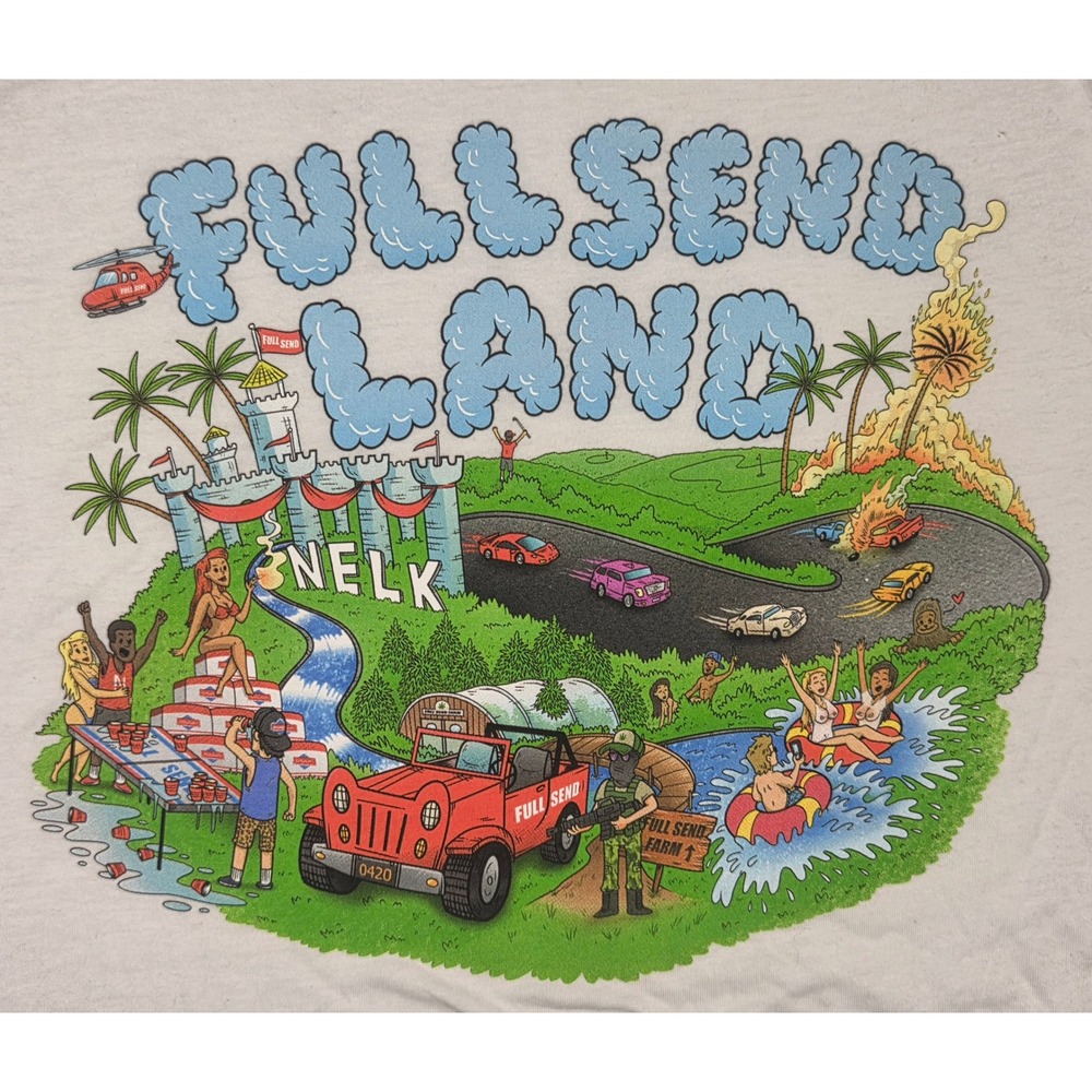 Nelk Boys Full Send Land Graphic T-Shirt White Large NEW NWT